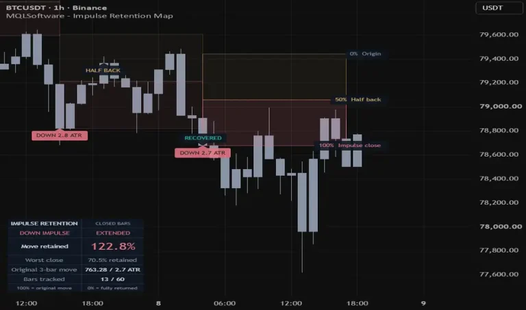 Impulse Retention Map on a TradingView chart